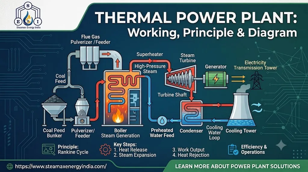 Thermal Power Plant Working, Principle & Diagram